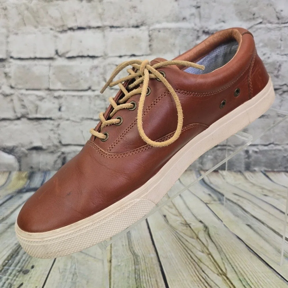 Sperry Striper II CVO Sneakers Mens 10 Brown Leather Low Top Boat Shoes STS22980